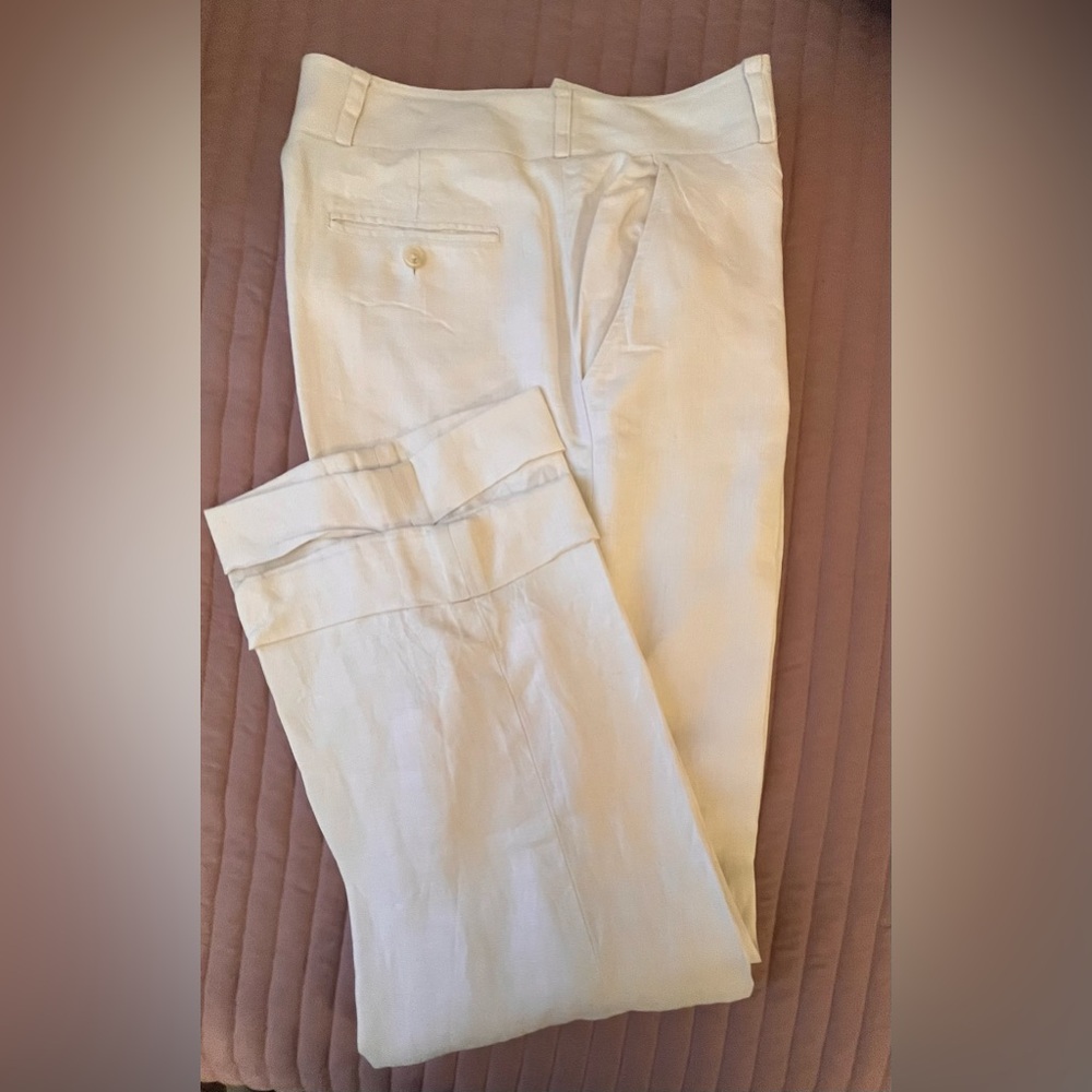 Ralph Lauren Vintage White Linen Trousers, Fully Lined